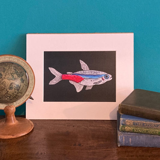 Neon Tetra Mounted Art Print