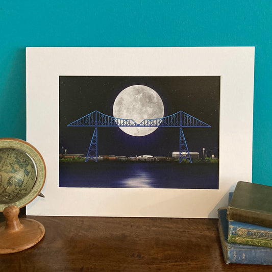 Tees Transporter Bridge Mounted Giclée Art Print