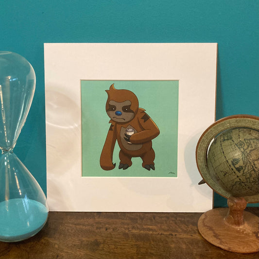 Simon the Sloth Mounted Giclée Art Print