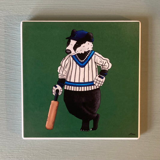 Cricket Badger Ceramic Coaster