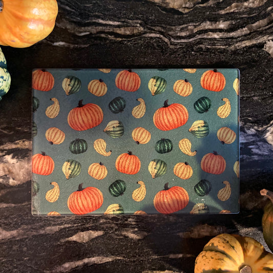 Pumpkins Glass Chopping Board