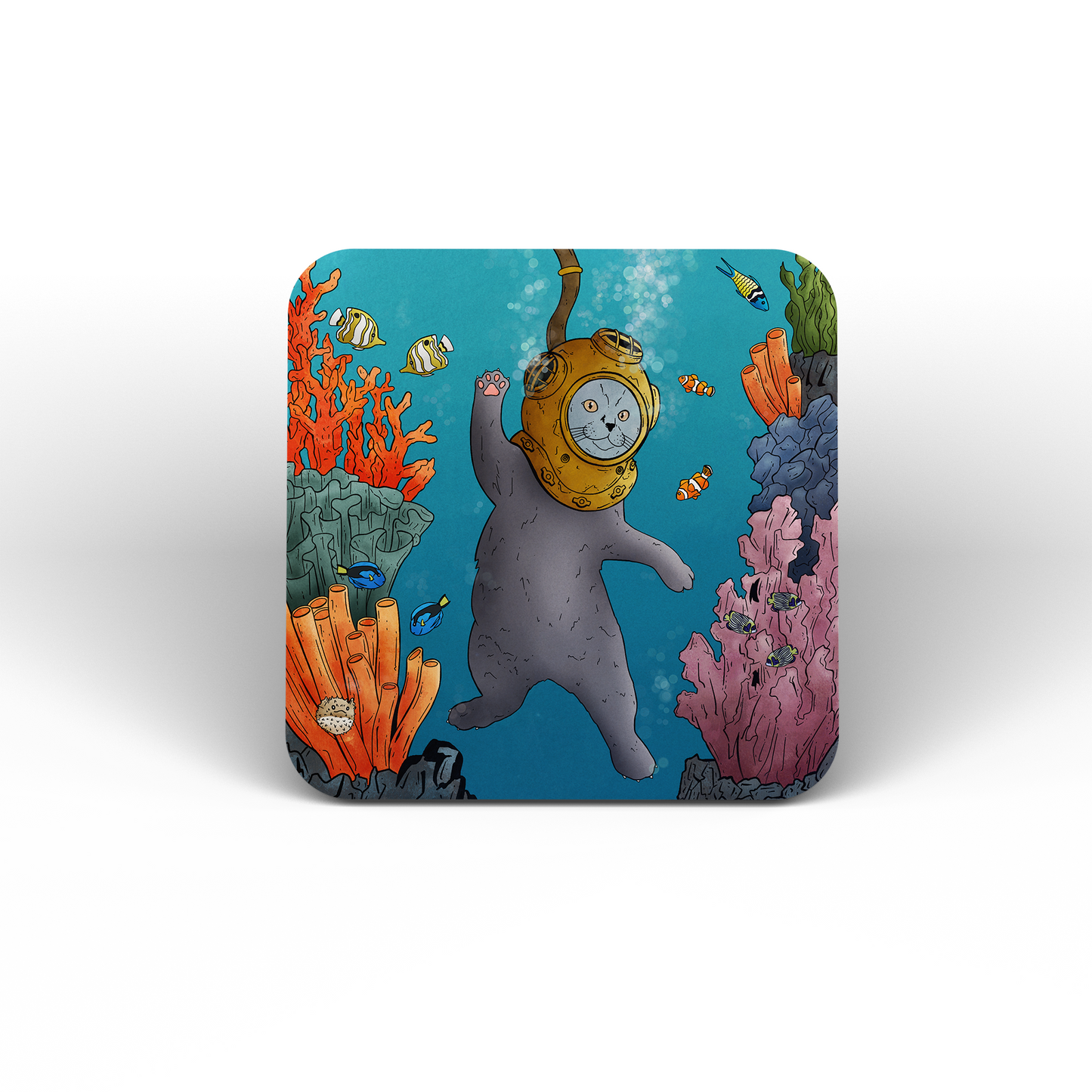 Expawer of the Deep Diving Cat Coasters (Set of 4)