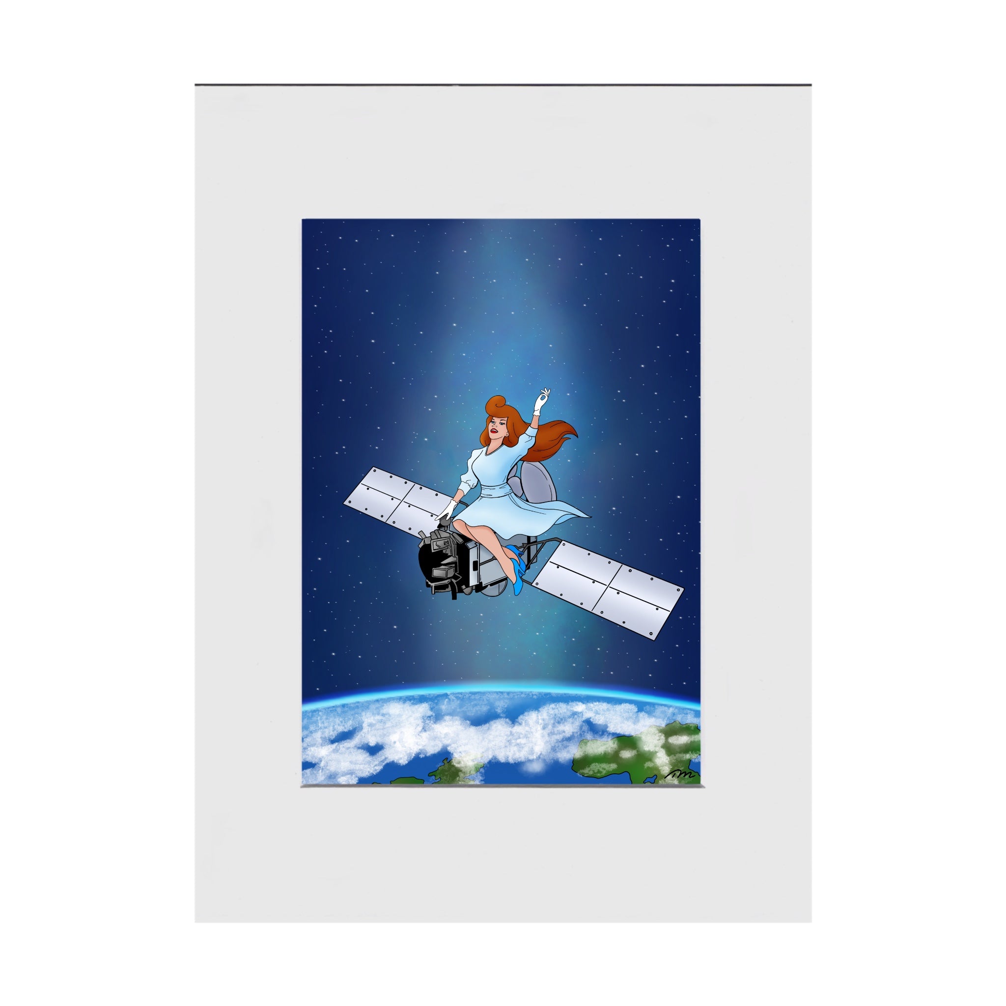 Satellite Girl Mounted Art Print Tom Mankin Art and Homeware