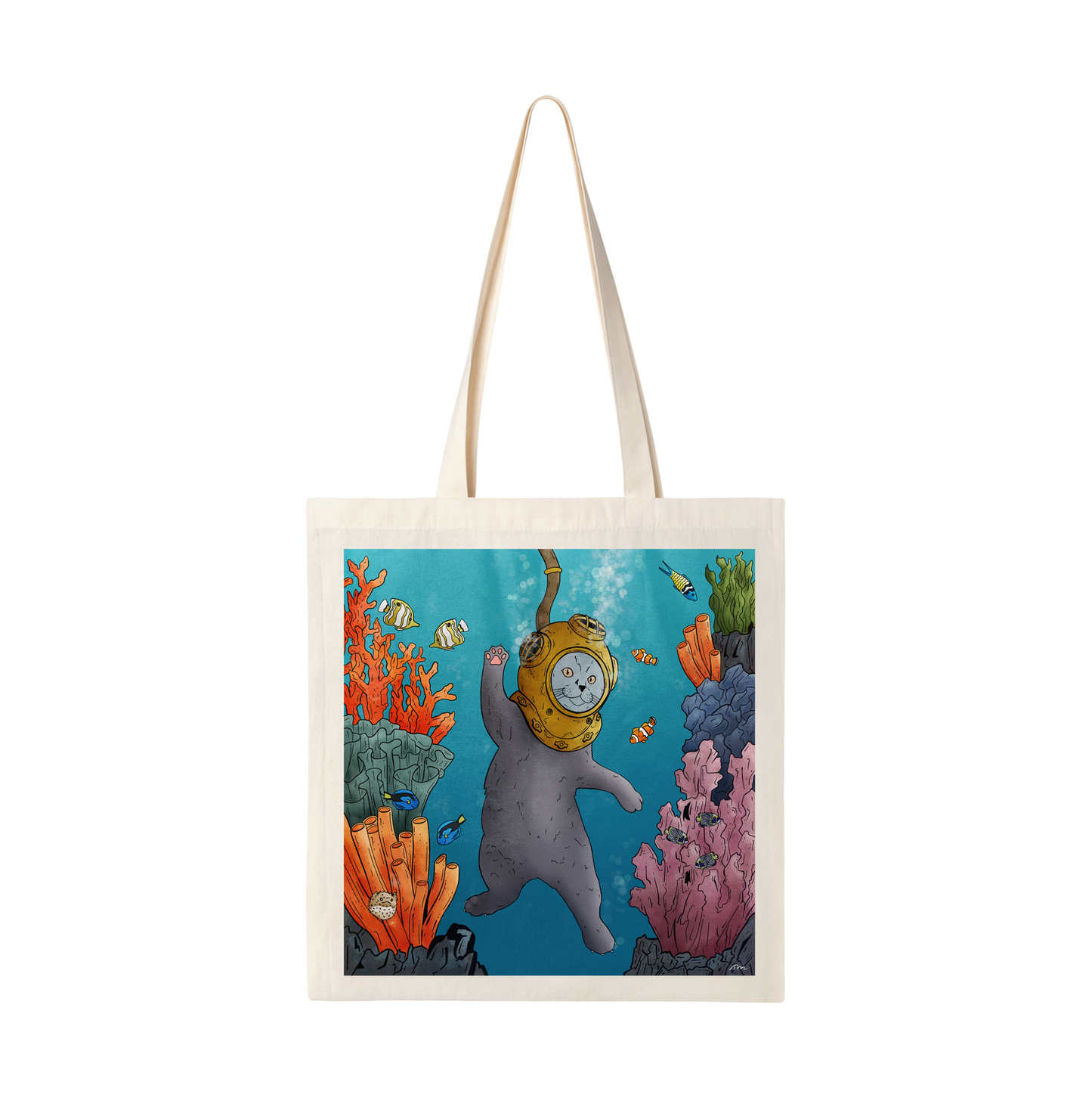 Catfish: Expawer of the Deep Diving Cat Tote Bag