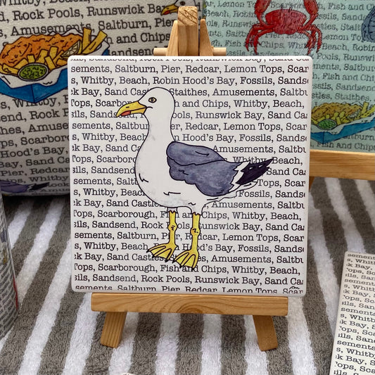 North Yorkshire Seaside Seagull Ceramic Coaster