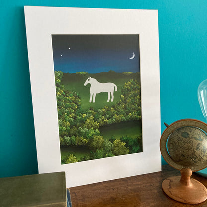 Kilburn White Horse Mounted Giclée Art Print
