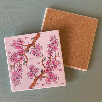 Cherry Blossom Ceramic Coaster