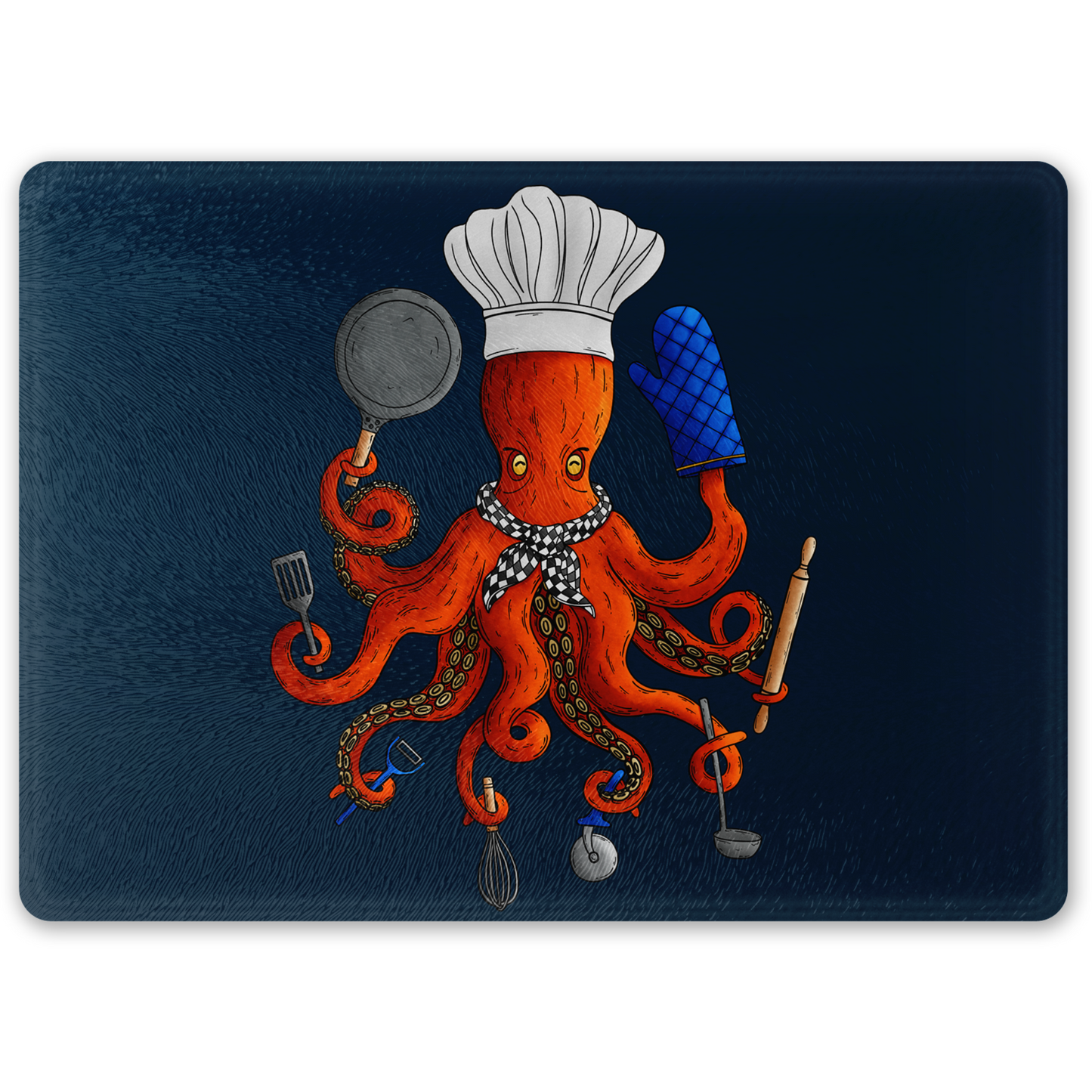 Deeply Delicious Octopus Chef Glass Chopping Board