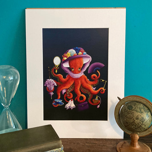 Deeply Dainty Octopus Mounted Art Print
