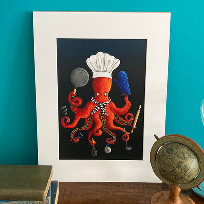 Deeply Delicious Octopus Mounted Giclée Art Print
