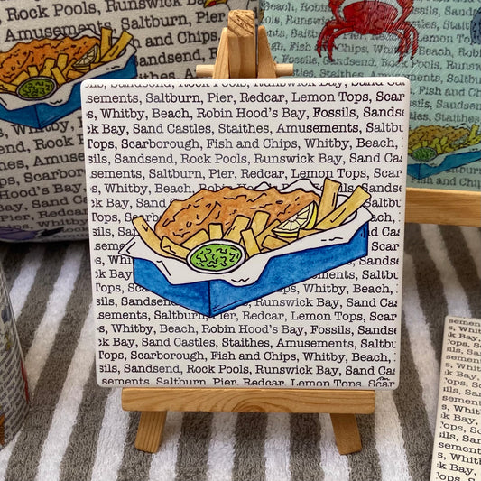 North Yorkshire Seaside Fish and Chips Ceramic Coaster