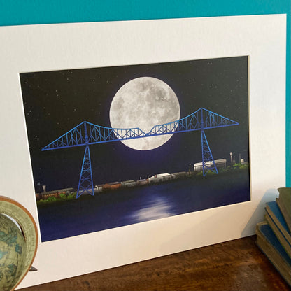 Tees Transporter Bridge Mounted Giclée Art Print