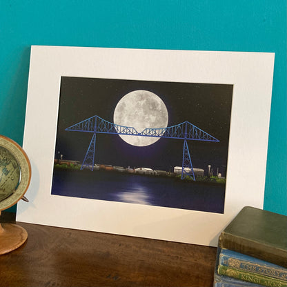 Tees Transporter Bridge Mounted Giclée Art Print