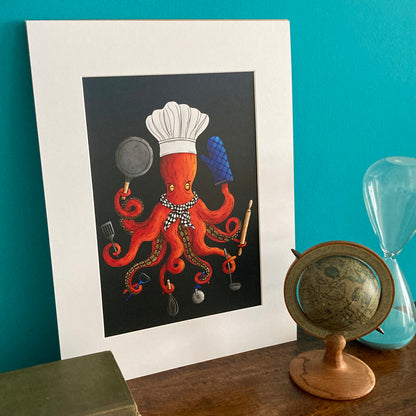 Deeply Delicious Octopus Mounted Giclée Art Print