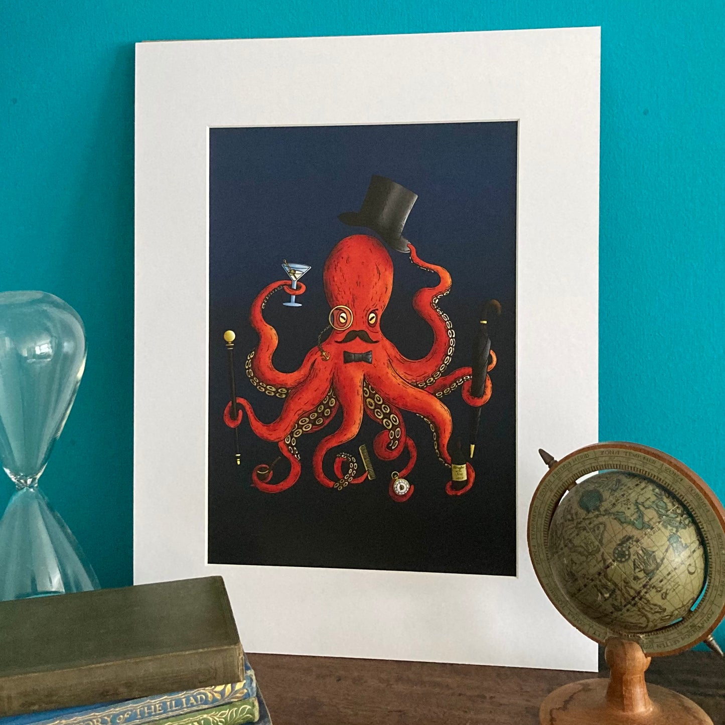 Deeply Dapper Octopus Mounted Art Print