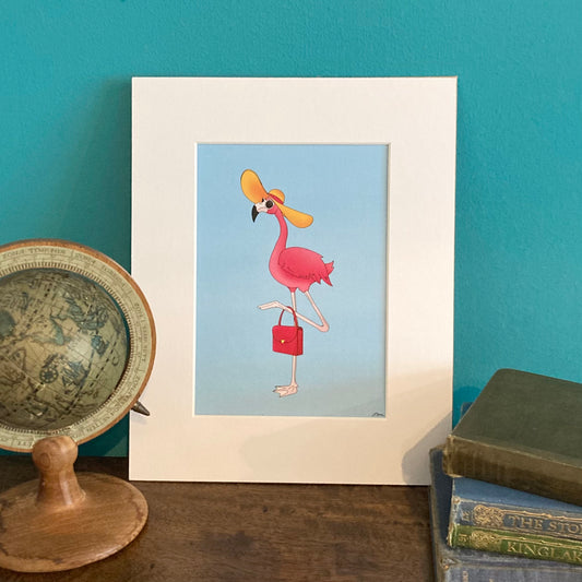 Ms Flo Mingo Flamingo Mounted Giclée Art Print