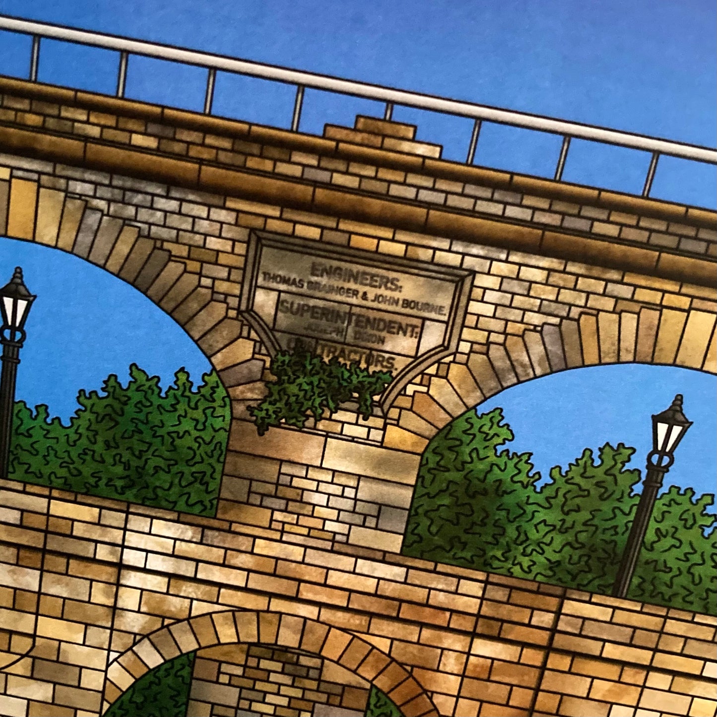 Yarm Bridge and Viaduct Mounted Art Print