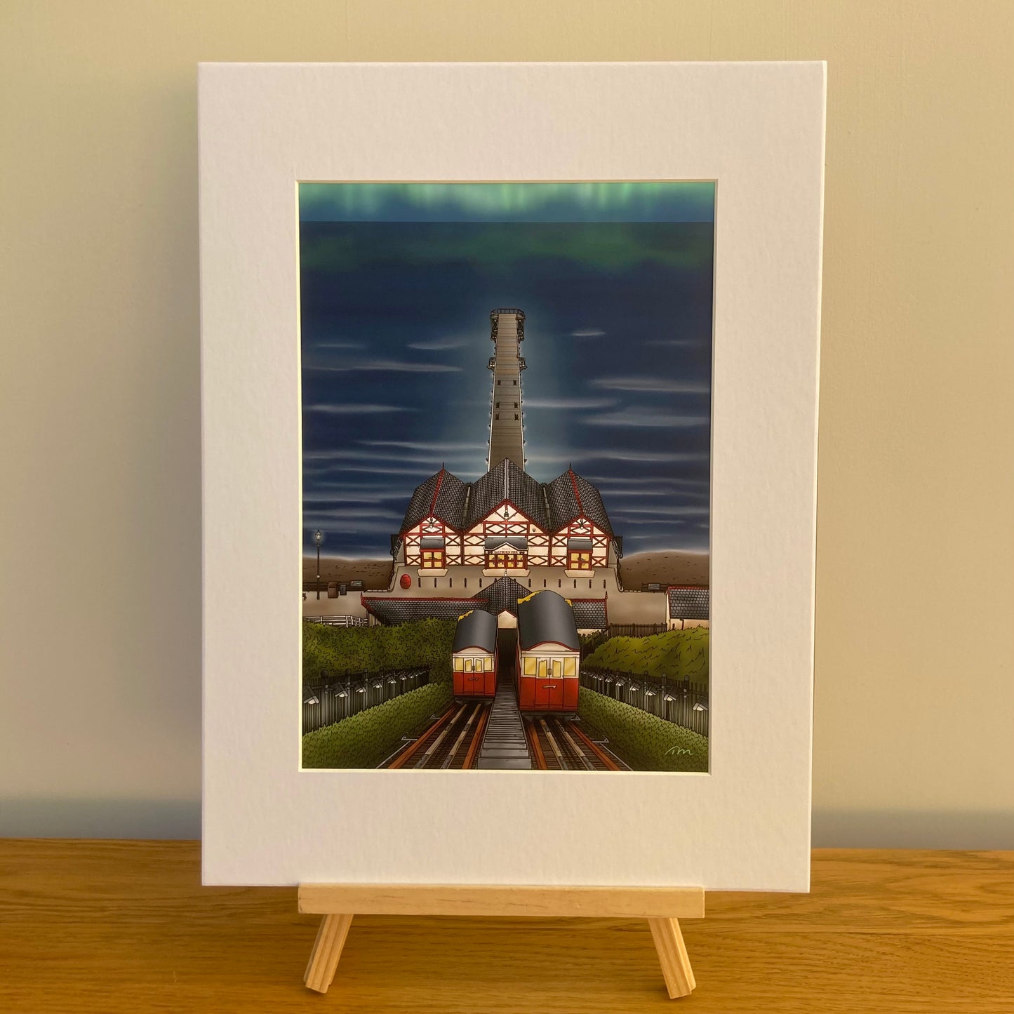 Saltburn Pier and Cliff Lift Mounted Art Print