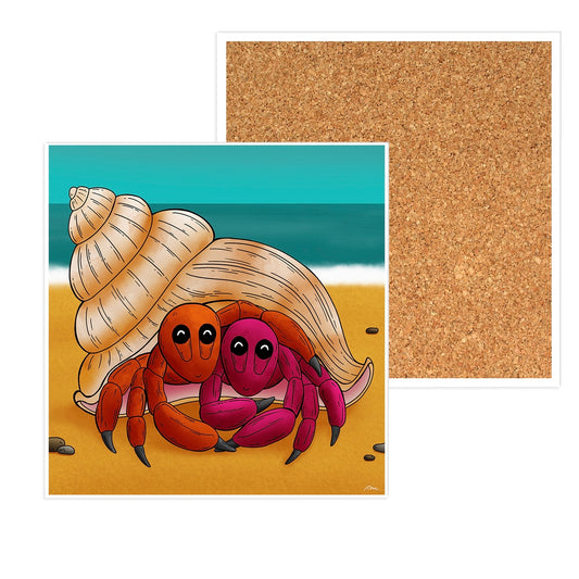 There's No Shell Like Home Hermit Crab Ceramic Coaster