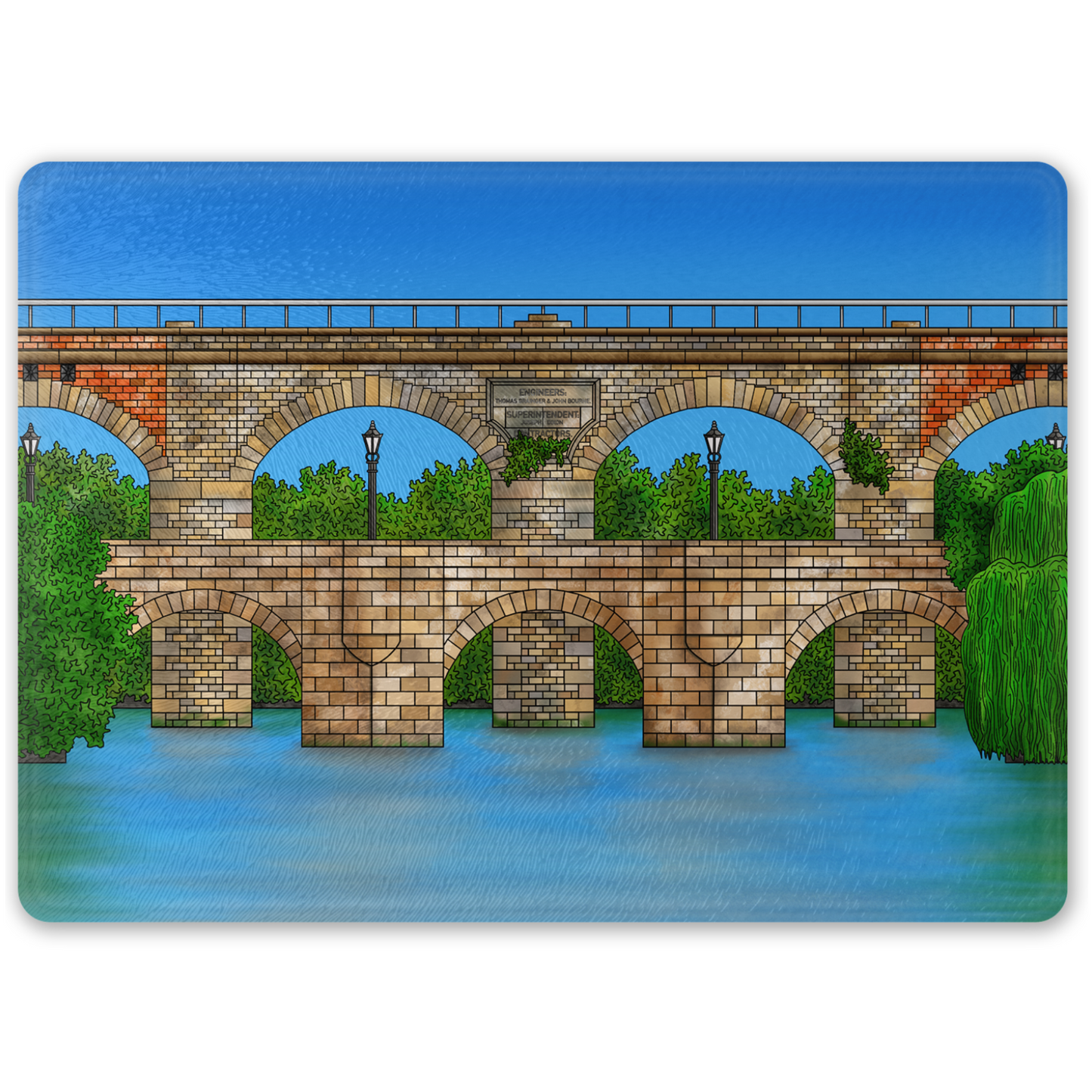 Yarm Bridge and Viaduct Glass Chopping Board