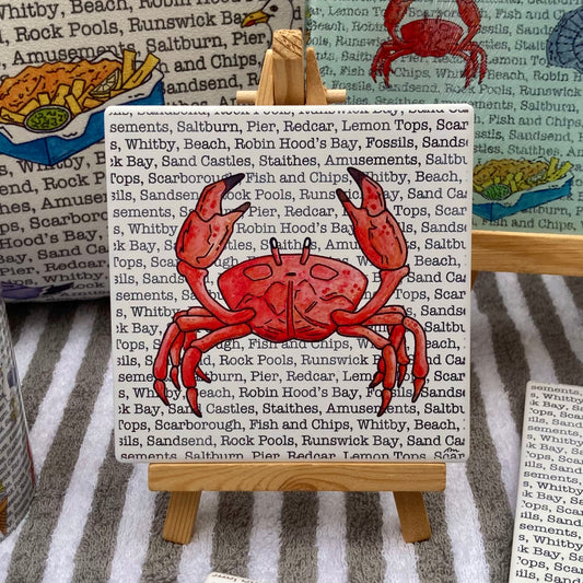 North Yorkshire Seaside Crab Ceramic Coaster