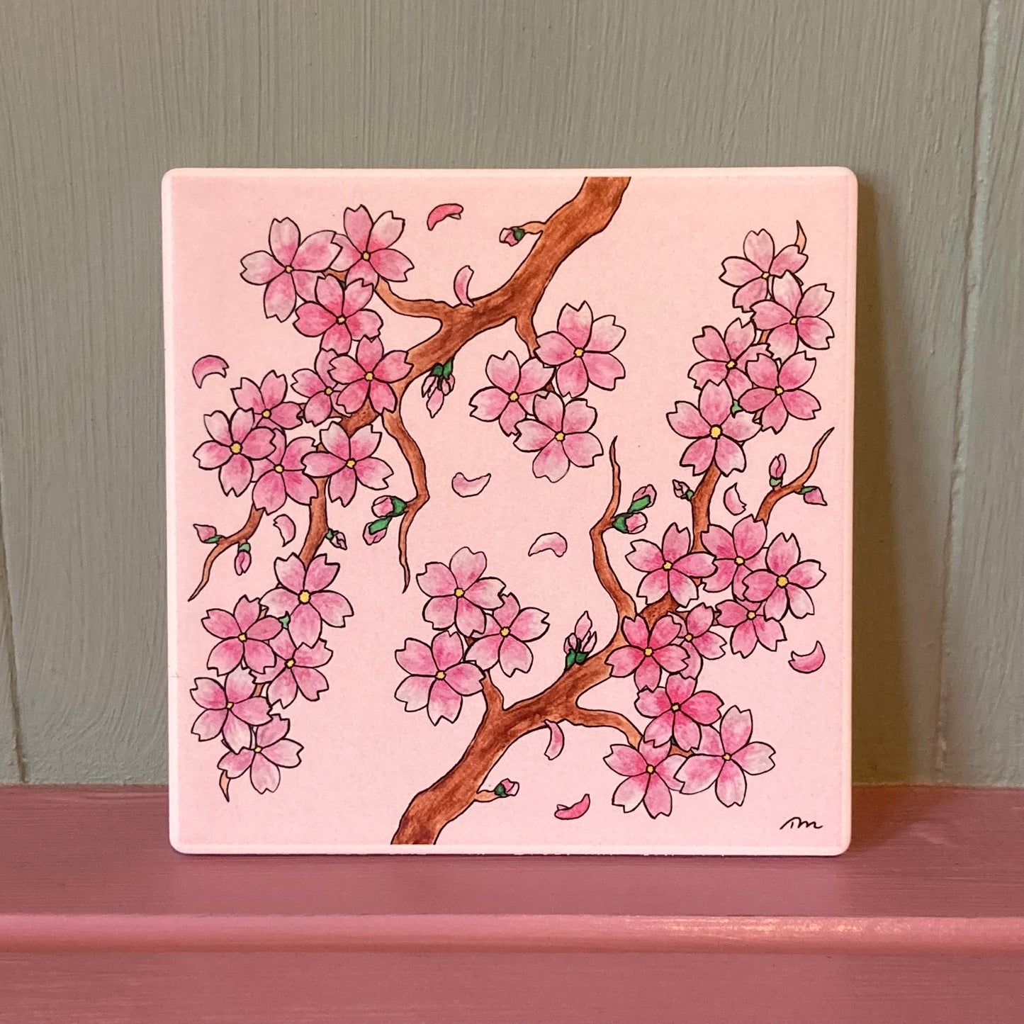 Cherry Blossom Ceramic Coaster