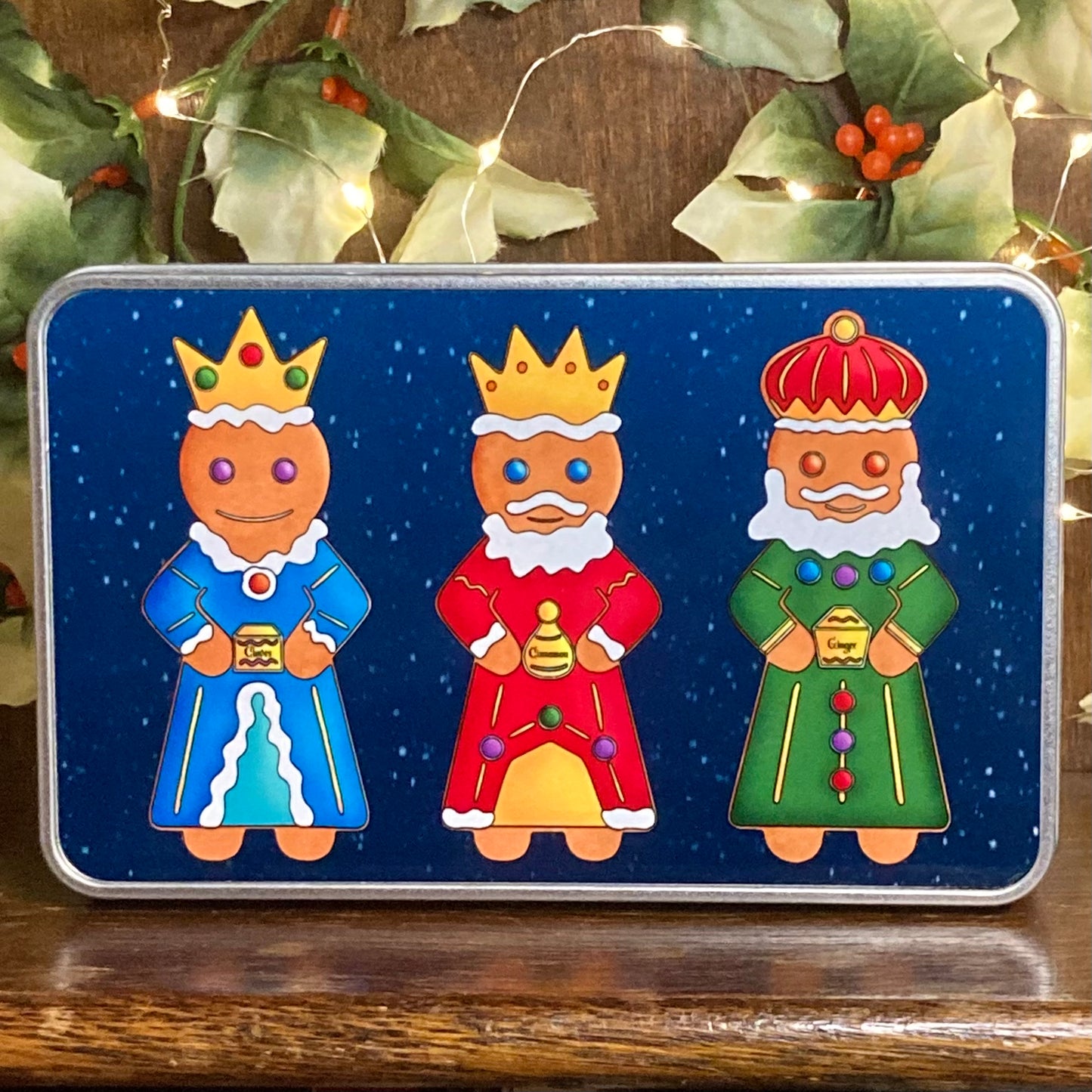 Three Wise Gingerbread Men Christmas Trinket Tin