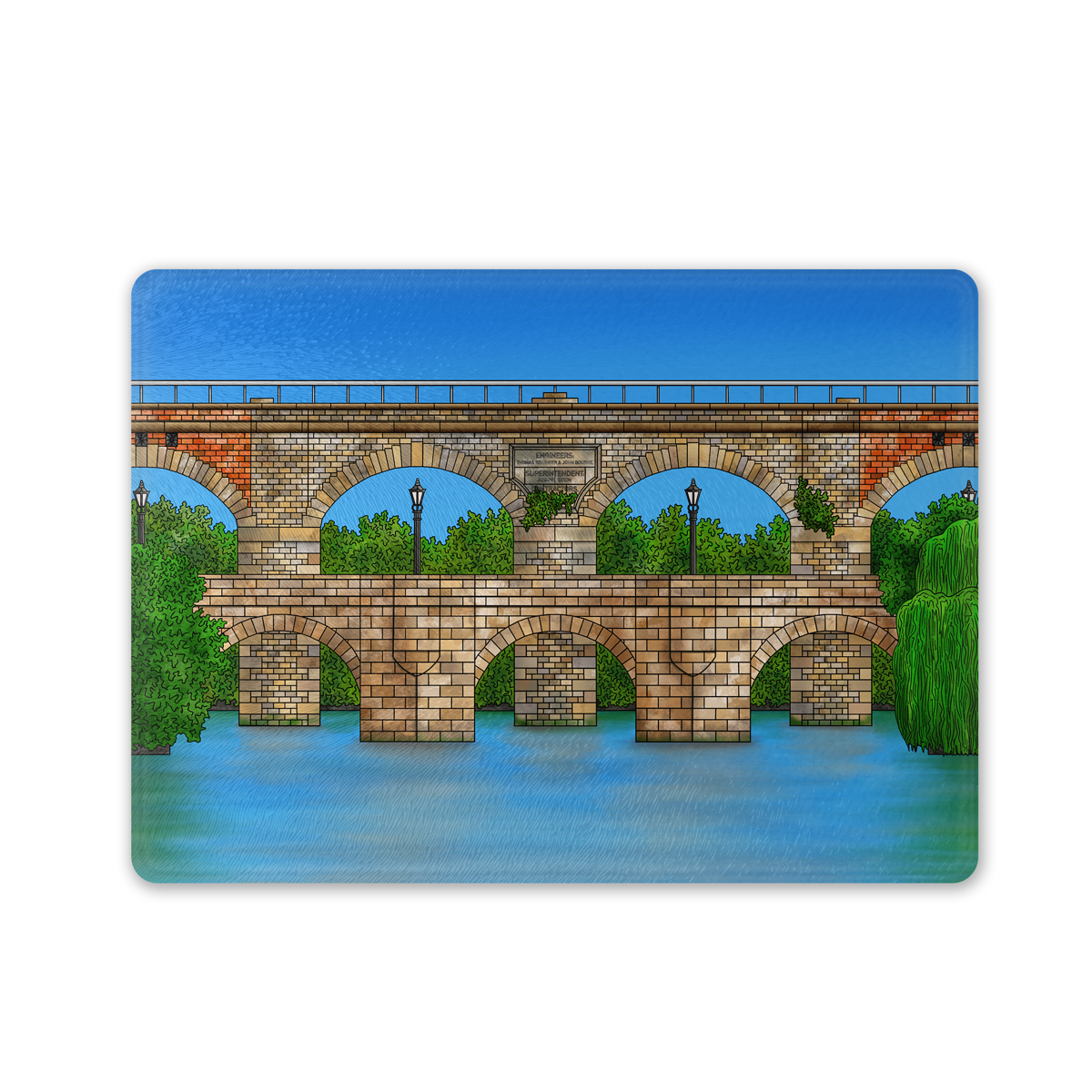 Yarm Bridge and Viaduct Glass Chopping Board