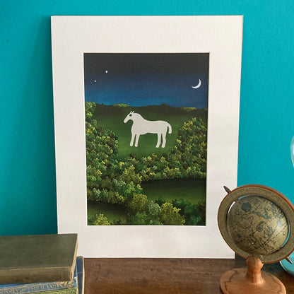 Kilburn White Horse Mounted Giclée Art Print