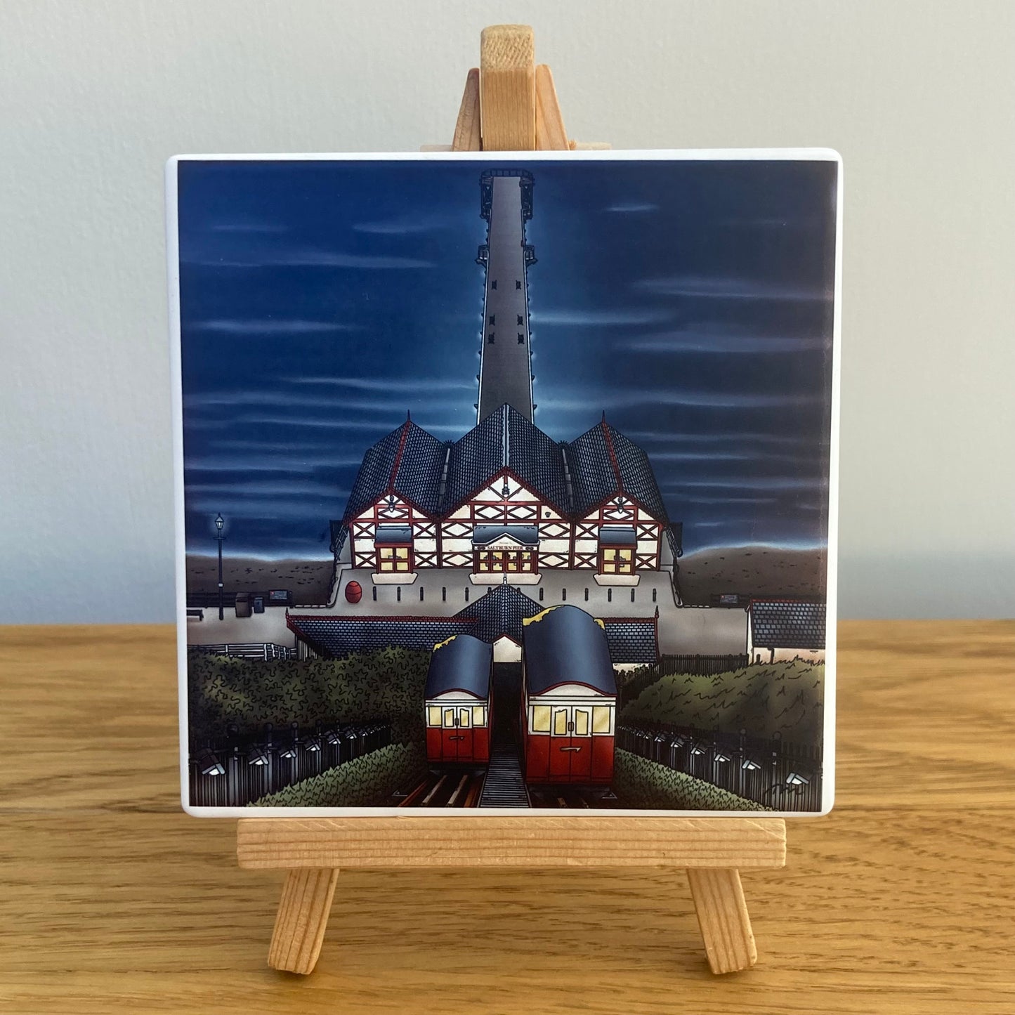 Saltburn Pier and Cliff Lift Ceramic Coaster