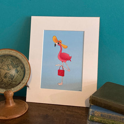 Ms Flo Mingo Flamingo Mounted Giclée Art Print
