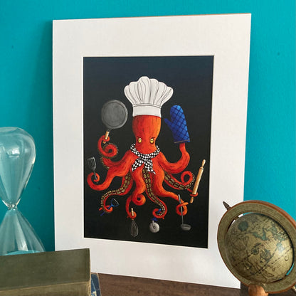 Deeply Delicious Octopus Mounted Giclée Art Print
