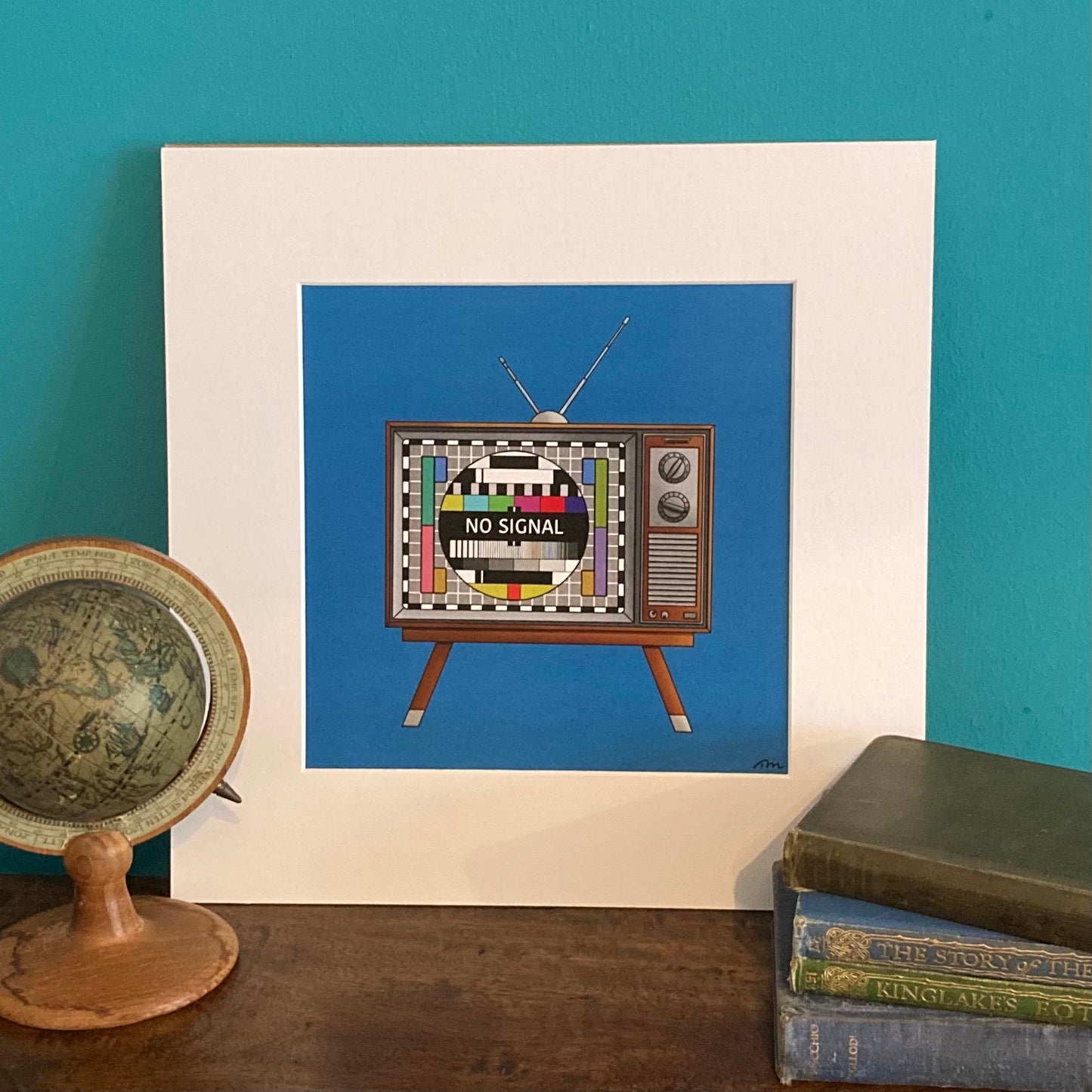 Retro Television Mounted Giclée Art Print