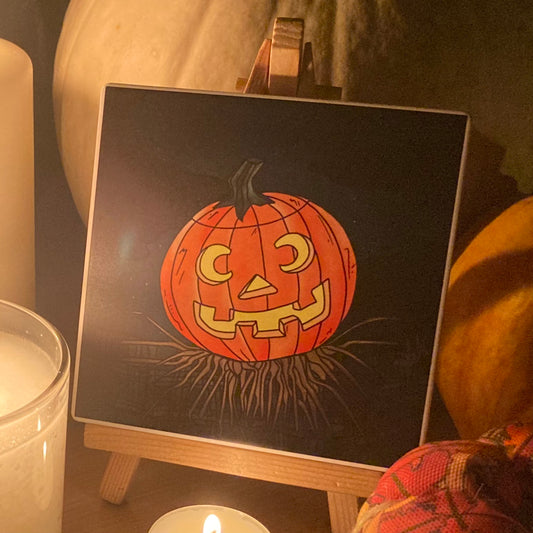 Pumpkin Scarecrow Halloween Ceramic Coaster