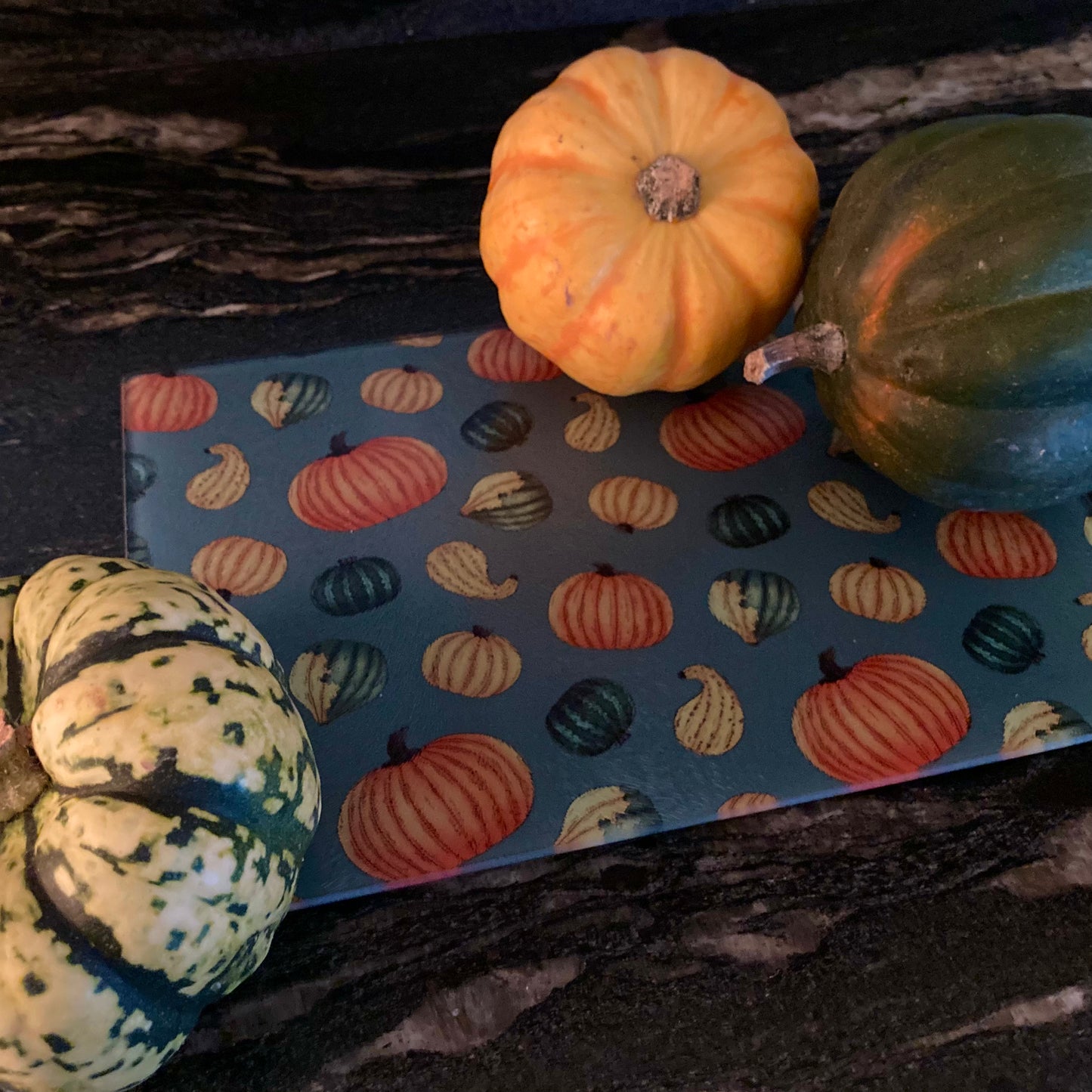 Pumpkins Glass Chopping Board