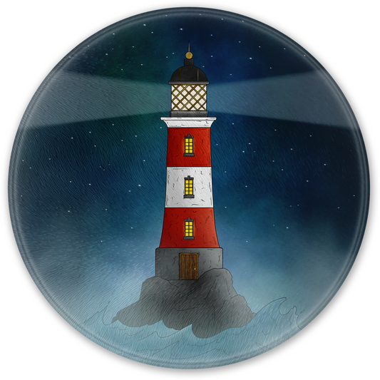 The Lighthouse Round Glass Chopping Board