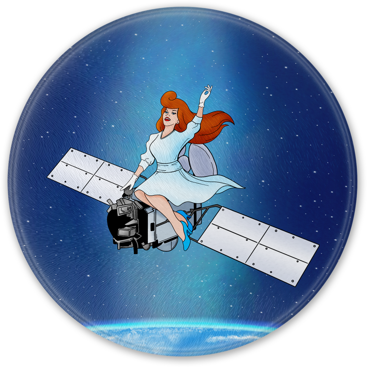 Satellite Girl Round Glass Chopping Board