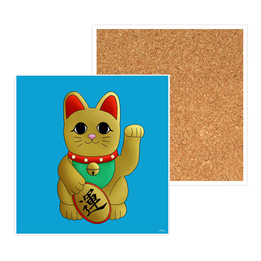 Lucky Cat Ceramic Coaster