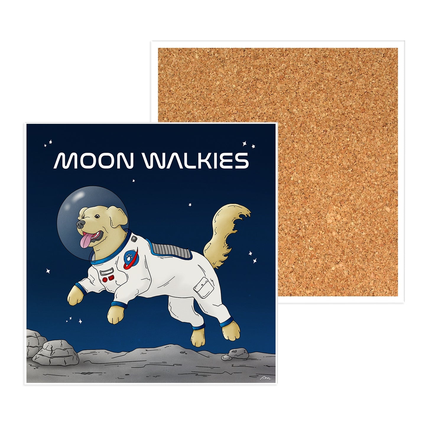 Moon Walkies Astronaut Dog Ceramic Coaster
