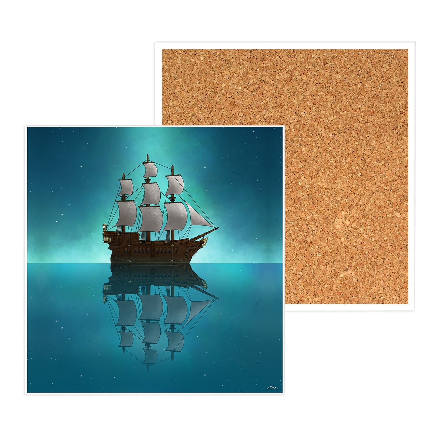 Starry Seas Ship Ceramic Coaster