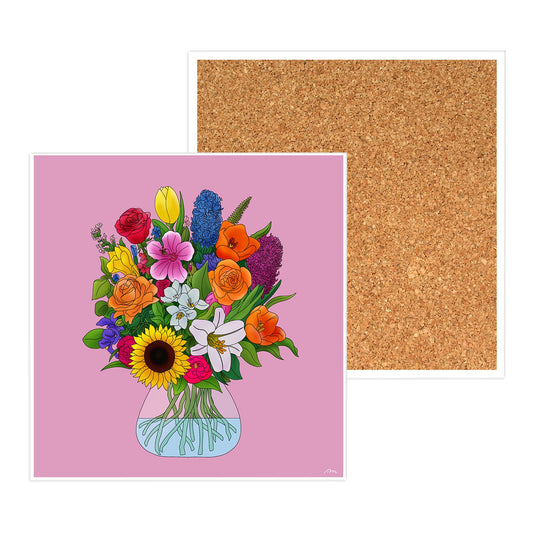 Vase of Flowers Ceramic Coaster